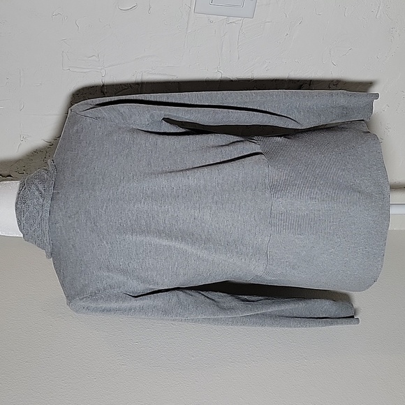 Karen Scott Cardigan Sweater Open Front Waterfall Longsleeve Drape Ruffle Grey S - Picture 3 of 14